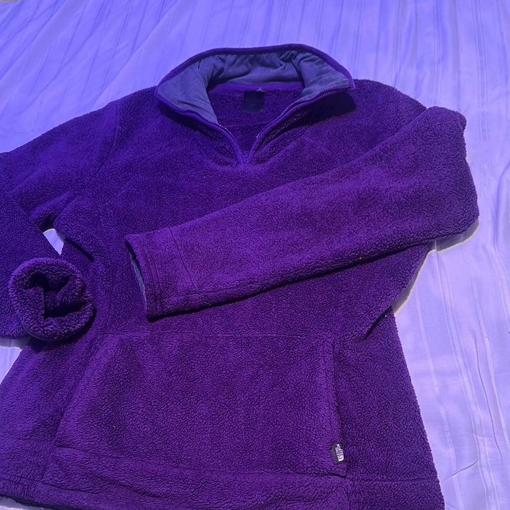 Purple Teddy Jacket with Half-Zip and Plush Texture